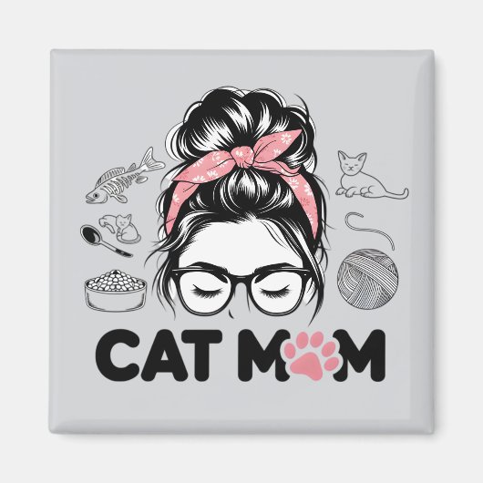 "Cat Mom" Funny Cute Cat Lover Women Magneet (Voorkant)
