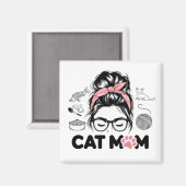 "Cat Mom" Funny Cute Cat Lover Women Magneet (Voorkant / Achterkant)