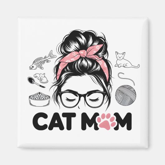 "Cat Mom" Funny Cute Cat Lover Women Magneet (Voorkant)