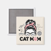 "Cat Mom" Funny Cute Cat Lover Women Magneet (Voorkant / Achterkant)