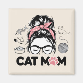 "Cat Mom" Funny Cute Cat Lover Women Magneet