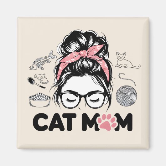 "Cat Mom" Funny Cute Cat Lover Women Magneet (Voorkant)