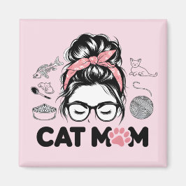 "Cat Mom" Funny Cute Cat Lover Women Magneet