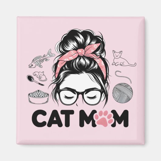"Cat Mom" Funny Cute Cat Lover Women Magneet (Voorkant)