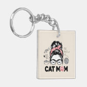 "Cat Mom" Funny Cute Cat Lover Women Sleutelhanger (Voorkant Links)