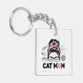 "Cat Mom" Funny Cute Cat Lover Women Sleutelhanger (Voorkant Links)