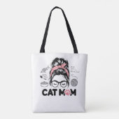 "Cat Mom" Funny Cute Cat Lover Women Tote Bag (Achterkant)