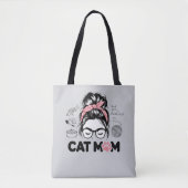 "Cat Mom" Funny Cute Cat Lover Women Tote Bag (Voorkant)