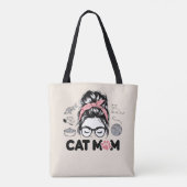 "Cat Mom" Funny Cute Cat Lover Women Tote Bag (Achterkant)