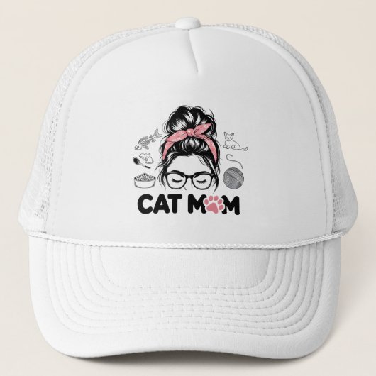 "Cat Mom" Funny Cute Cat Lover Women Trucker Pet (Voorkant)