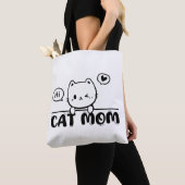 cat mom funny cute gift lover black Tote Bag (Dichtbij)