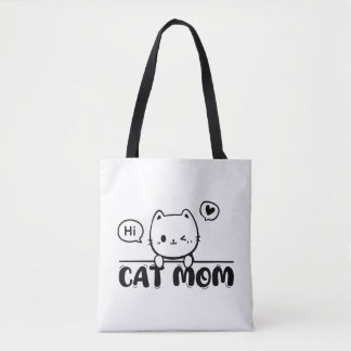 cat mom funny cute gift lover black Tote Tote Bag