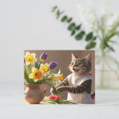 Cat Mom gaat Flowers Moederdag organiseren Feestdagenkaart (Staand voorkant)