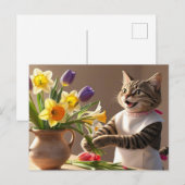 Cat Mom gaat Flowers Moederdag organiseren Feestdagenkaart (Voorkant / Achterkant)