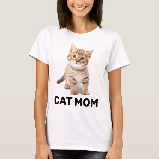 CAT MOM GINGER KITTEN LADIES T SHIRTS (Voorkant)