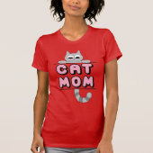 "CAT MOM"-glimlachte Cartoon Cat T shirt (Voorkant)