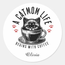 Cat Mom Life Begint met koffie - gepersonaliseerd