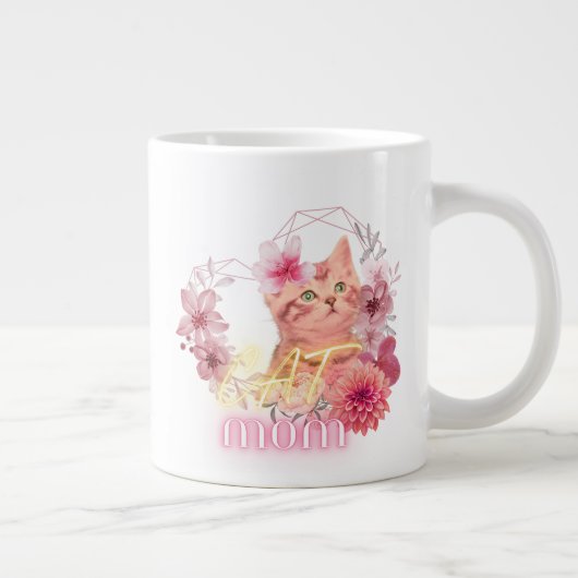 Cat Mom Mok – Schattigee Floral Kitten Koffiekopje (Rechts)