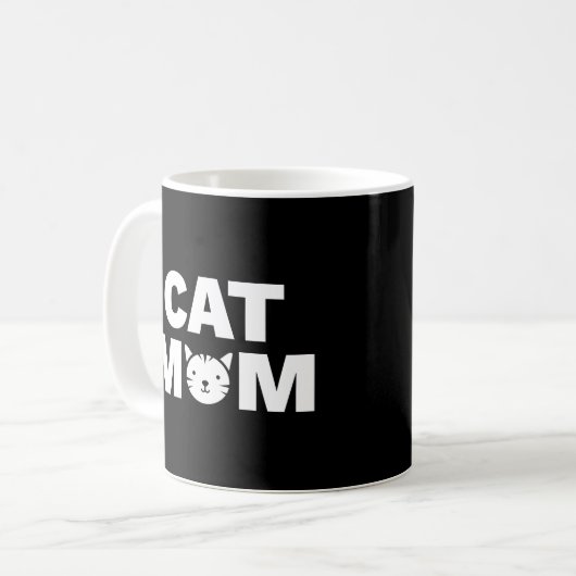 CAT MOM-Mok (zwart) Koffiemok (Voorkant links)