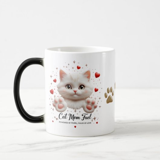 Cat Mom Morphing Mok - Schattigee witte kitten met (Links)
