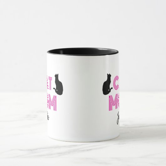 Cat Mom Mug Personalized with Cat Silhouettes Mok (Midden)