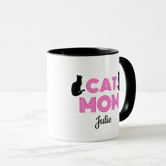 Cat Mom Mug Personalized with Cat Silhouettes Mok (Voorkant rechts)