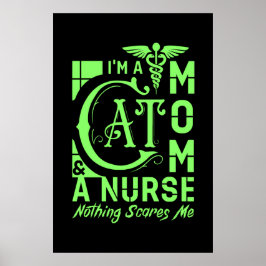 Cat Mom Nurse - Grappig cadeau voor verpleegkundig Poster