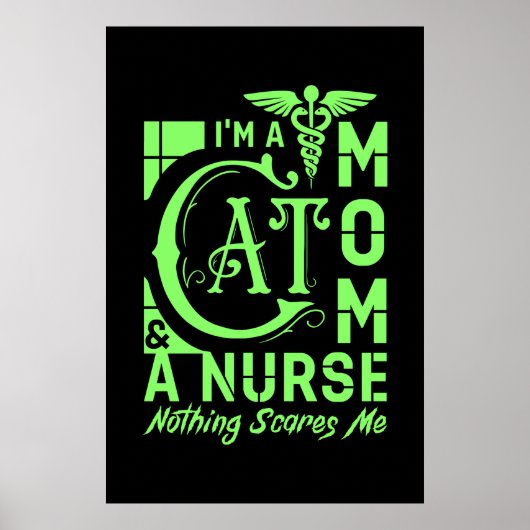 Cat Mom Nurse - Grappig cadeau voor verpleegkundig Poster (Voorkant)