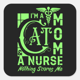 Cat Mom Nurse - Grappig cadeau voor verpleegkundig Vierkante Sticker