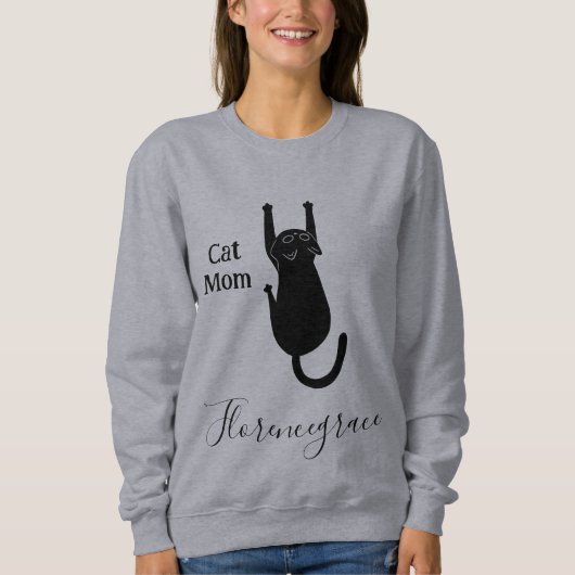 Cat Mom Pet Lover Script Name Personalized Grey Trui (Voorkant)