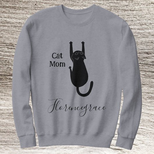 Cat Mom Pet Lover Script Name Personalized Grey Trui