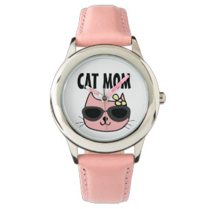 CAT MOM PINK WRIST WATCH HORLOGE