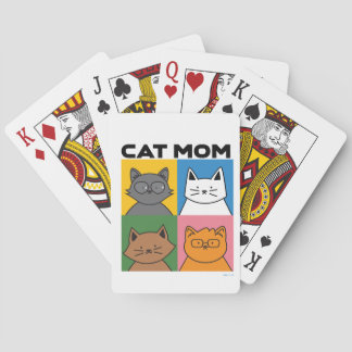 Cat mom playing cards pokerkaarten