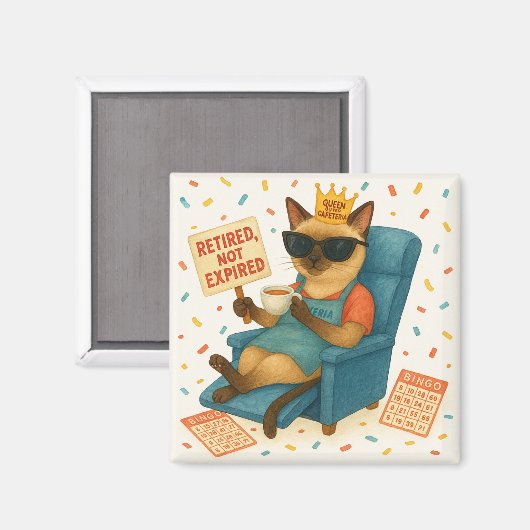 Cat Mom Retirement is drinking coffee  Magneet (Voorkant / Achterkant)