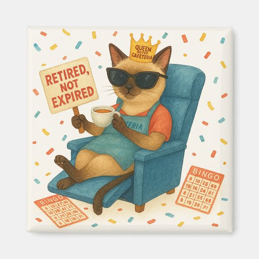 Cat Mom Retirement is drinking coffee  Magneet (Voorkant)