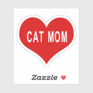 CAT MOM Rood Hart Vinyl Sticker