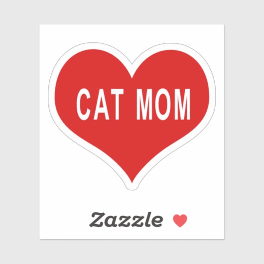CAT MOM Rood Hart Vinyl Sticker (Vel)