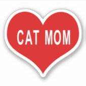 CAT MOM Rood Hart Vinyl Sticker (Voorkant)