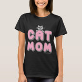 "CAT MOM" Roze en zwart T-shirt (Voorkant)