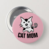 CAT MOM Roze Kat Buttonnen Ronde Button 7,6 Cm (Voorkant /achterkant)