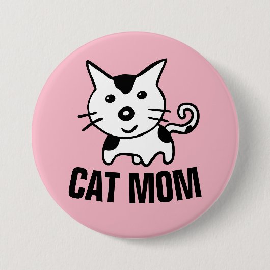 CAT MOM Roze Kat Buttonnen Ronde Button 7,6 Cm (Voorkant)