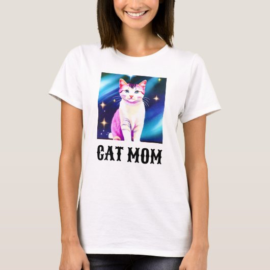 Cat Mom Shirt, kan veranderen in uw huisdier foto T-shirt (Voorkant)