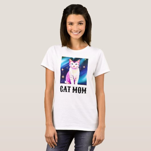 Cat Mom Shirt, kan veranderen in uw huisdier foto T-shirt (Voorkant volledig)