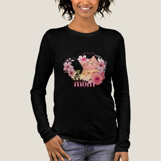 Cat Mom Shirt – Schattigee Bloemen Kitten Graphic  (Voorkant)