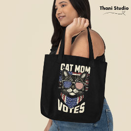 Cat Mom stemt voor Schattigee Amerikaanse vlag Tote Bag