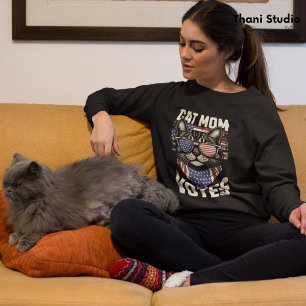 Cat Mom stemt voor Schattigee Amerikaanse vlag Trui