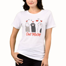 Cat Mom T-shirt Cat Paws shirt voor katteneigenare