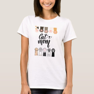 Cat Mom T-shirt – Schattige Cat Paws Design – katt