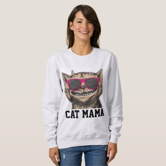 CAT MOM T-shirts, zonnebril Funny CAT Trui (Voorkant volledig)