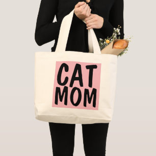 CAT MOM Tas, Roze Grote Tote Bag